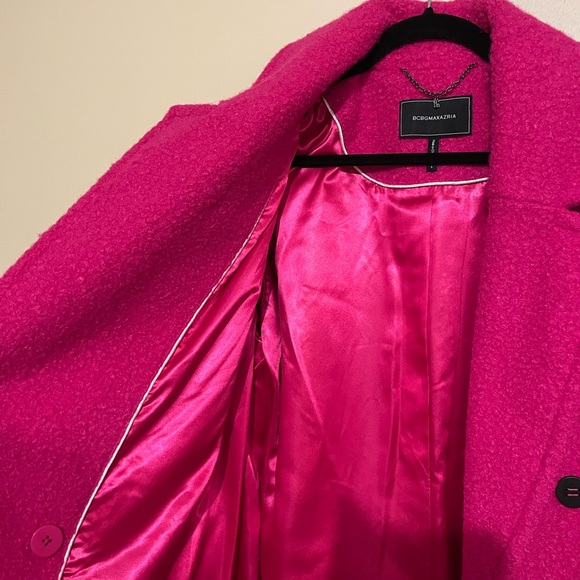 Bright Pink Boucle Trench Coat - Picture 3 of 6